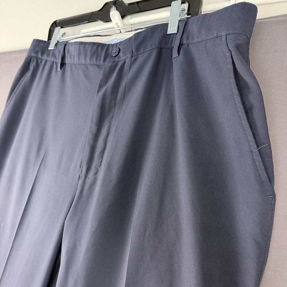 FootJoy Stretch Golf Pants Blue Solid Flat Front Classic Fit 34x32 Pockets